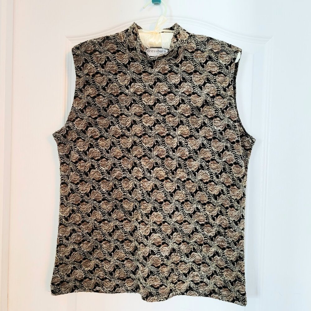Dressbarn Top Lace Mockneck Sleeveless Tank Vintage Y2K